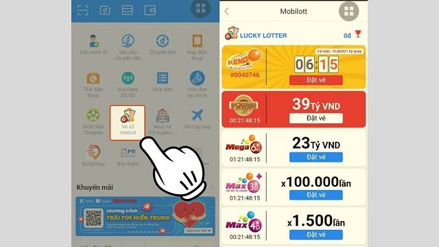 Hướng dẫn mua vé Vietlott bằng ví VTC Pay